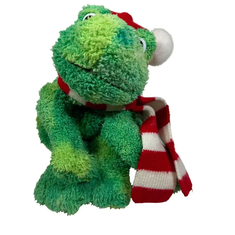 Aurora Flopsies Collection Green Frog Black Spots Bean Plush Stuffed Animal 13